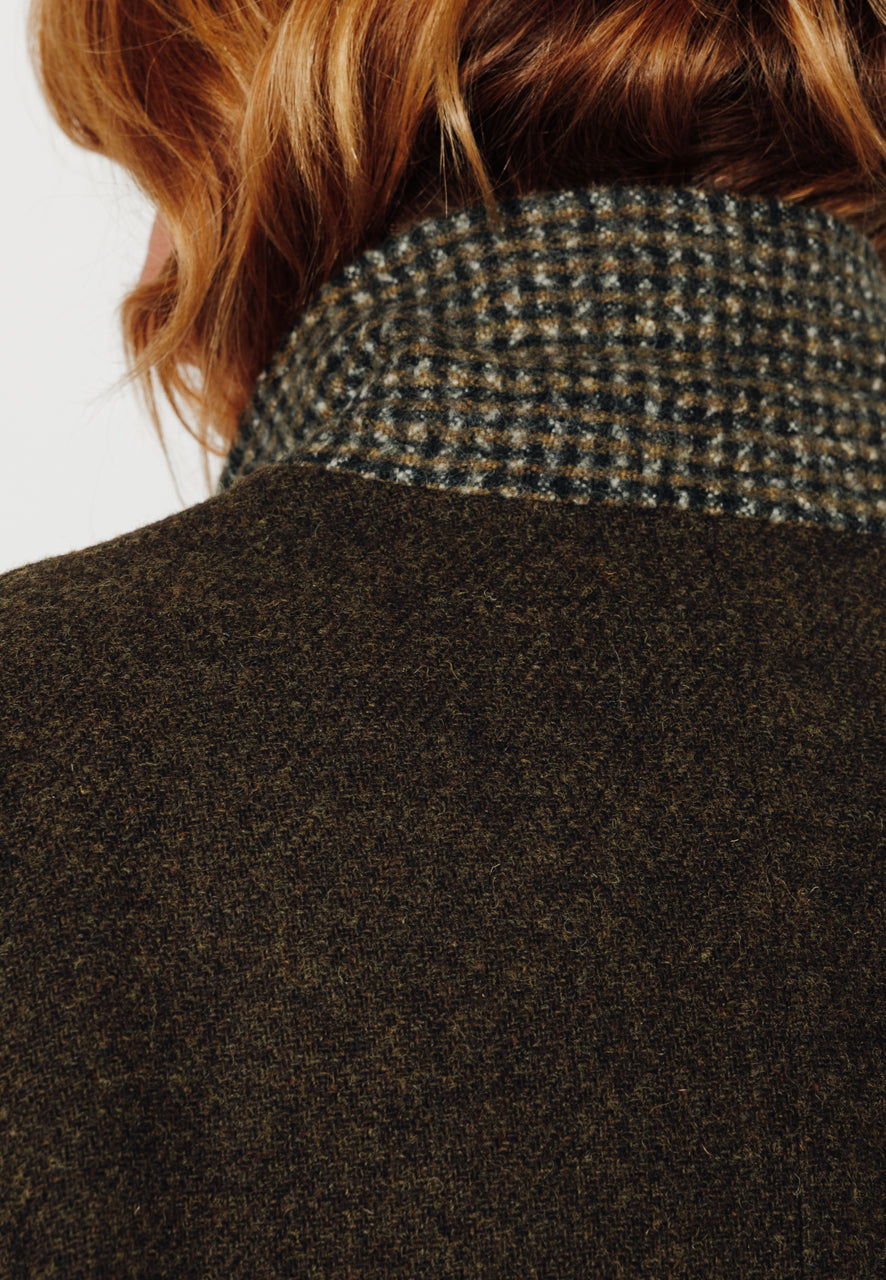 PEUPLIER - PEUPLIER - Manteau mi long en drap de laine shetland marron ECORCE - Trench & Coat