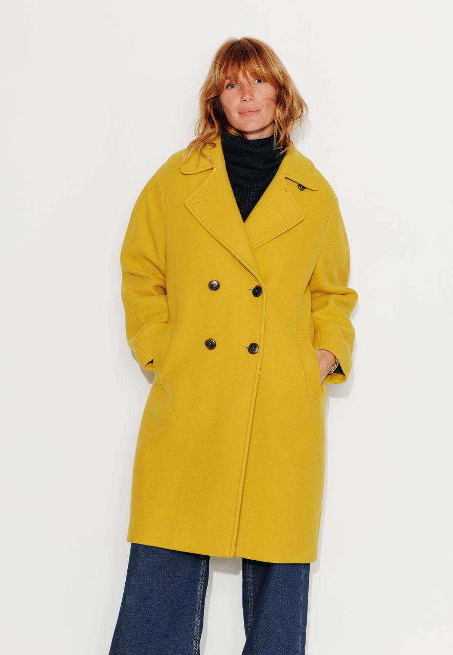 CATALPA - CATALPA - Manteau mi long oversize en drap de laine jaune JAUNE - Trench & Coat