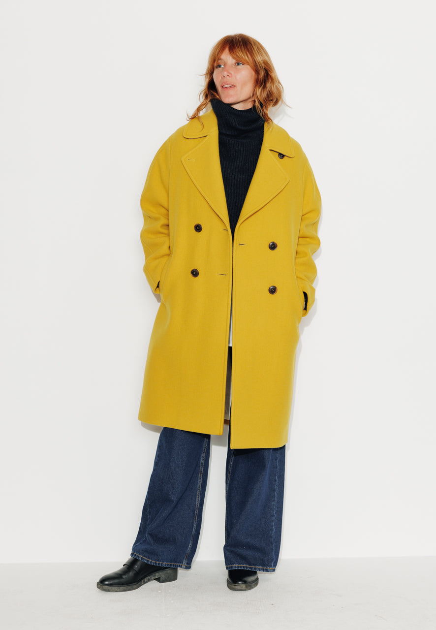 CATALPA - CATALPA - Manteau mi long oversize en drap de laine jaune JAUNE - Trench & Coat