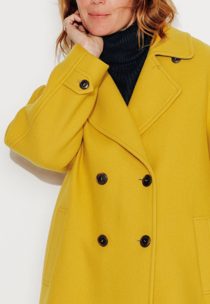 CATALPA - CATALPA - Manteau mi long oversize en drap de laine jaune JAUNE - Trench & Coat