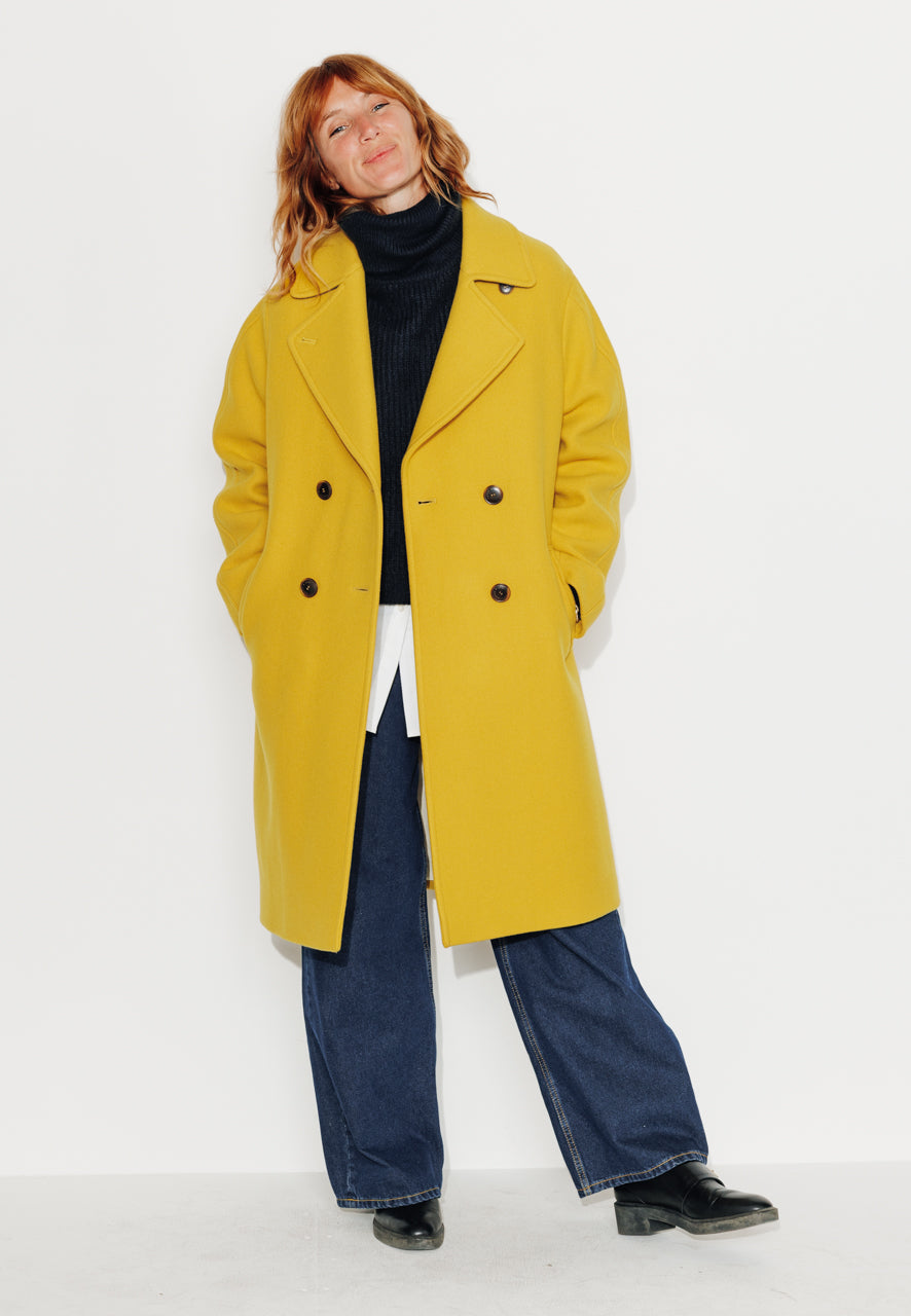 CATALPA - CATALPA - Manteau mi long oversize en drap de laine jaune JAUNE - Trench & Coat