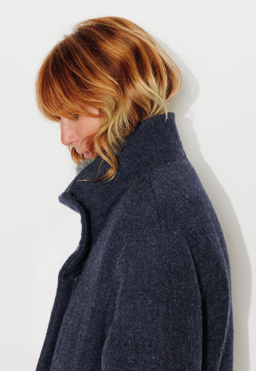 GINKGO - GINKGO - Manteau mi--long oversize en laine vierge marine MARINE - Trench & Coat