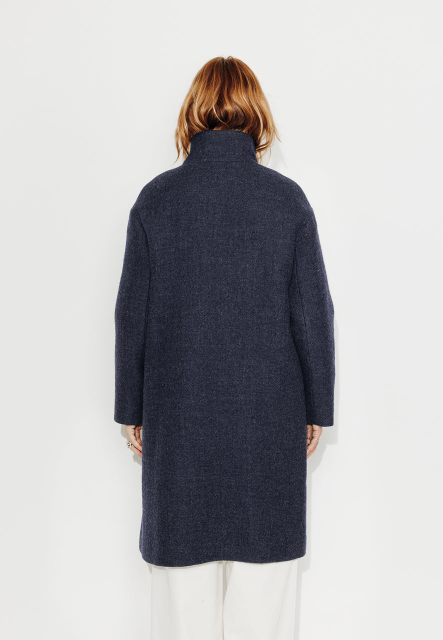 GINKGO - GINKGO - Manteau mi--long oversize en laine vierge marine MARINE - Trench & Coat
