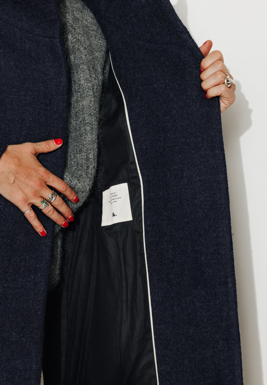 GINKGO - GINKGO - Manteau mi--long oversize en laine vierge marine MARINE - Trench & Coat