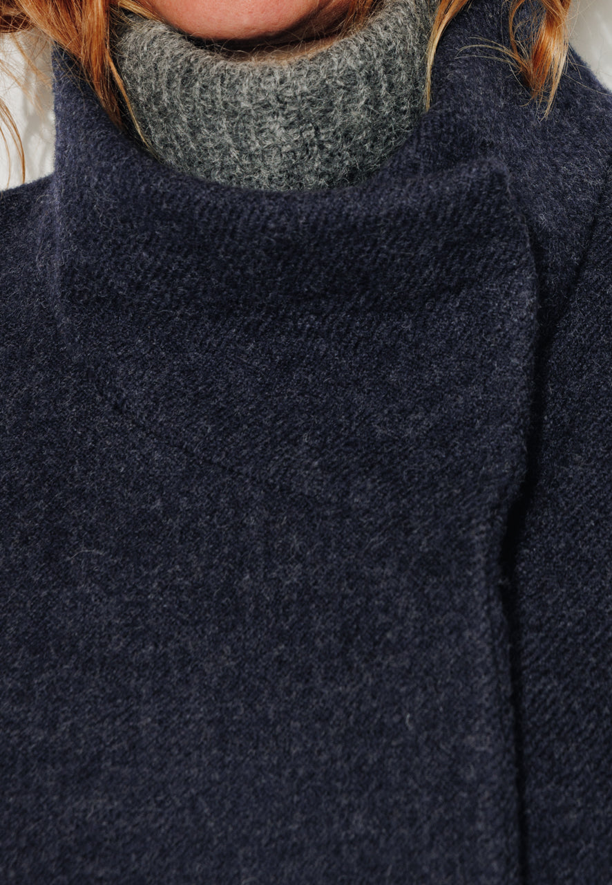 GINKGO - GINKGO - Manteau mi--long oversize en laine vierge marine MARINE - Trench & Coat