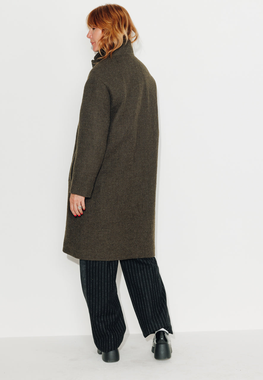 GINKGO - GINKGO - Manteau mi--long oversize en laine vierge kaki KAKI - Trench & Coat