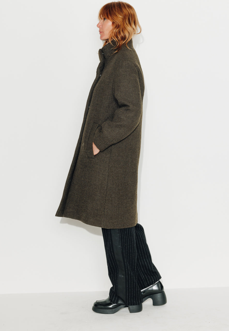 GINKGO - GINKGO - Manteau mi--long oversize en laine vierge kaki KAKI - Trench & Coat
