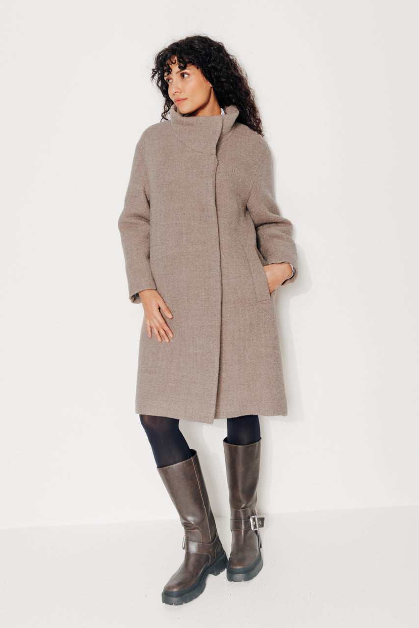 GINKGO - GINKGO- Manteau mi--long oversize en laine vierge beige BEIGE - Trench & Coat