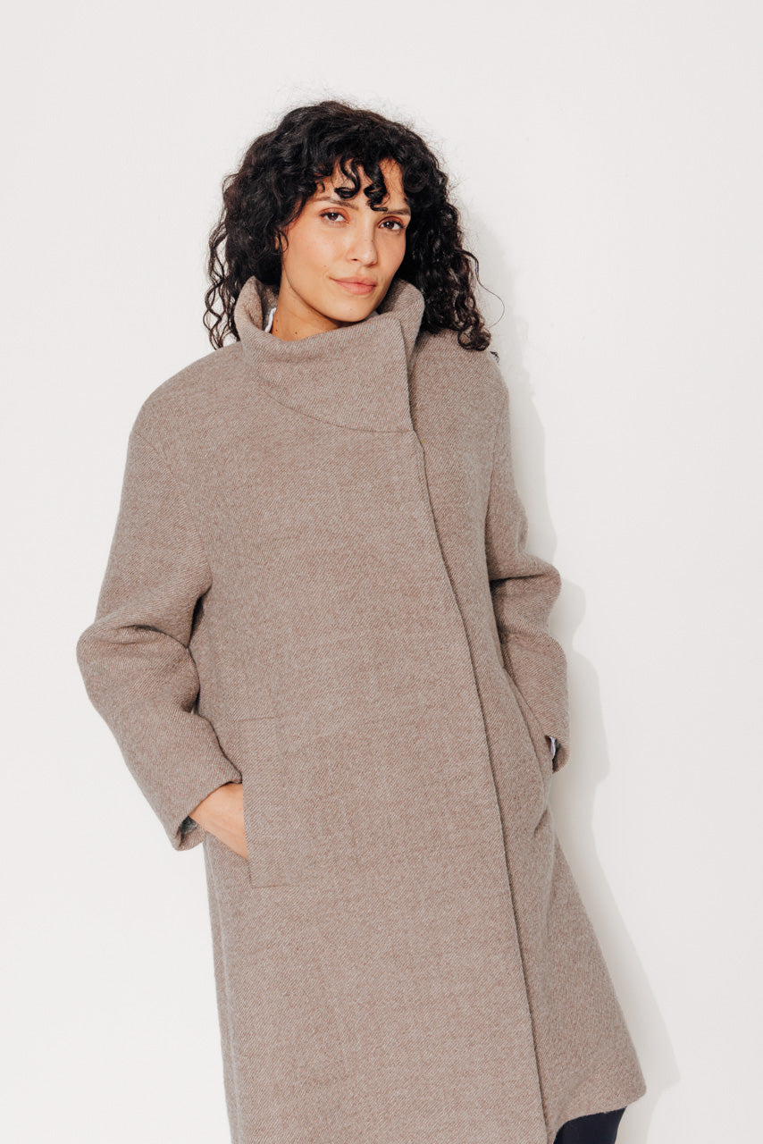 GINKGO - GINKGO- Manteau mi--long oversize en laine vierge beige BEIGE - Trench & Coat