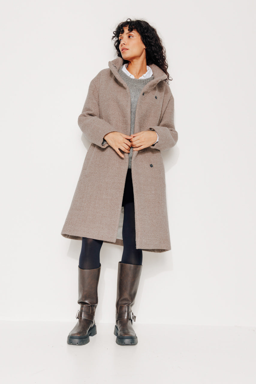 GINKGO - GINKGO- Manteau mi--long oversize en laine vierge beige BEIGE - Trench & Coat
