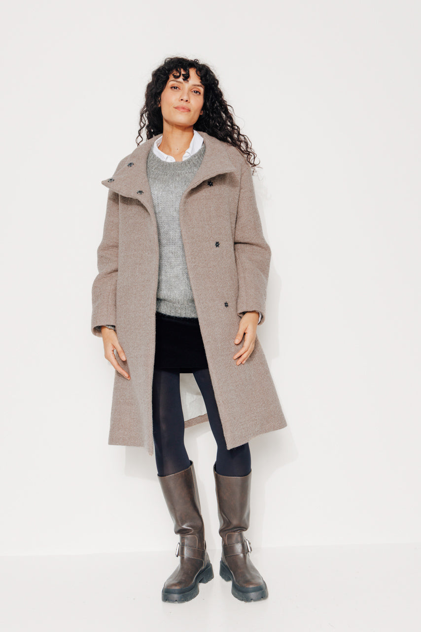 GINKGO - GINKGO- Manteau mi--long oversize en laine vierge beige BEIGE - Trench & Coat