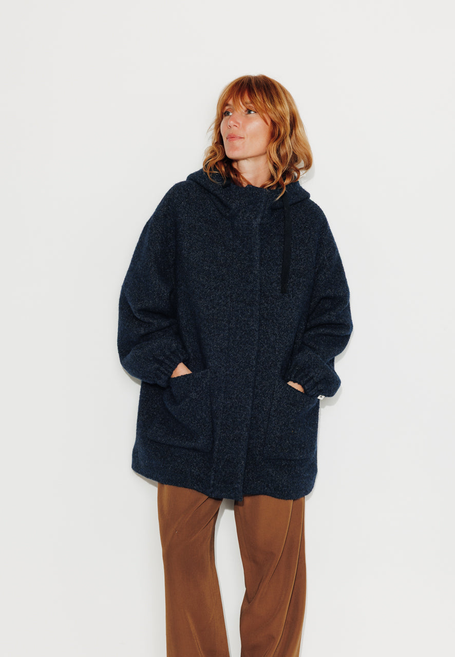 CAROUBIER - CAROUBIER - Manteau oversize esprit parka en gabardine de laine bouclée recyclée OCEAN - Trench & Coat