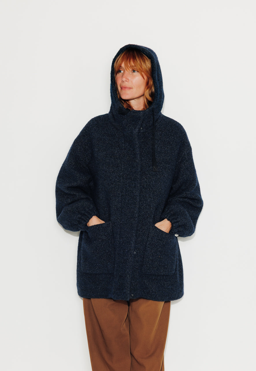 CAROUBIER - CAROUBIER - Manteau oversize esprit parka en gabardine de laine bouclée recyclée OCEAN - Trench & Coat
