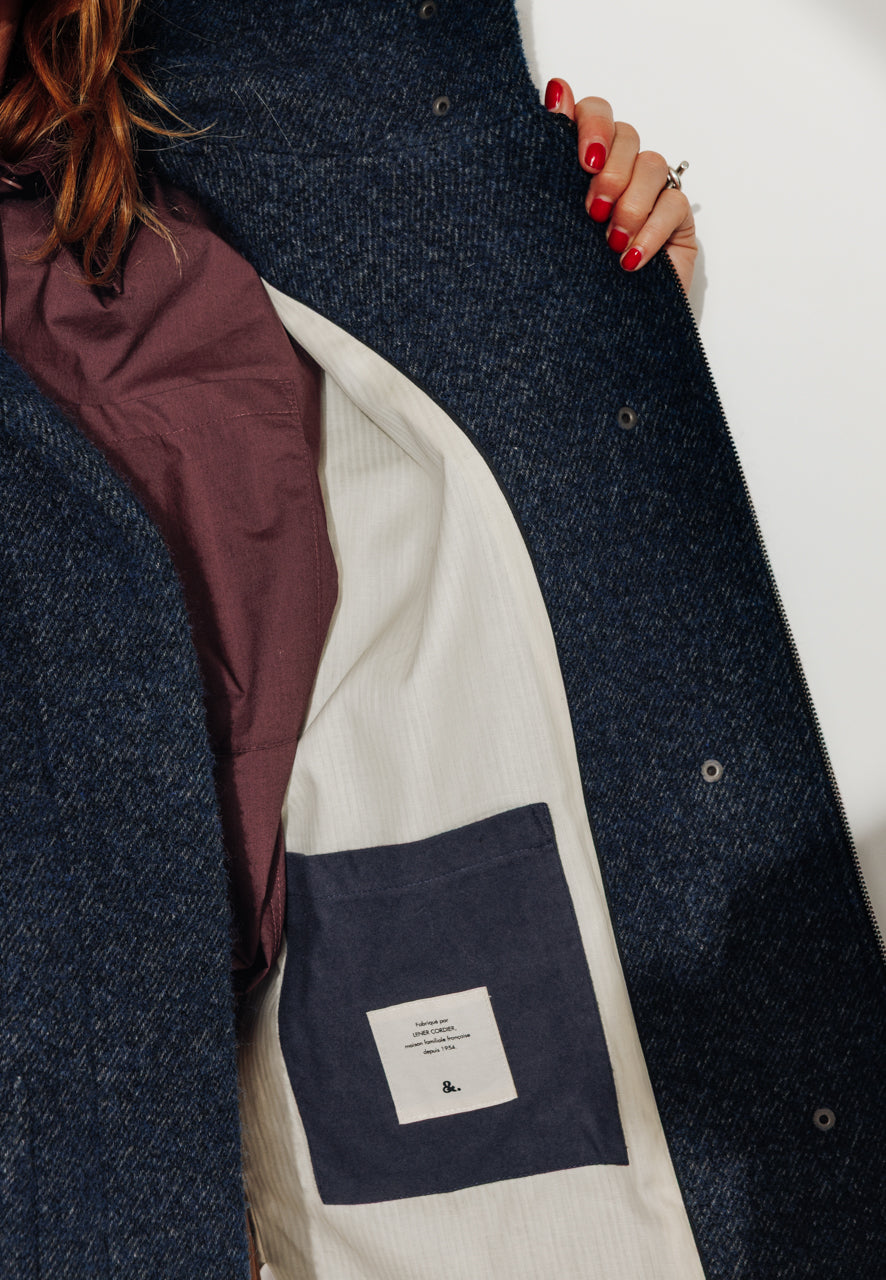 CAROUBIER - CAROUBIER - Manteau oversize esprit parka en gabardine de laine bouclée recyclée OCEAN - Trench & Coat