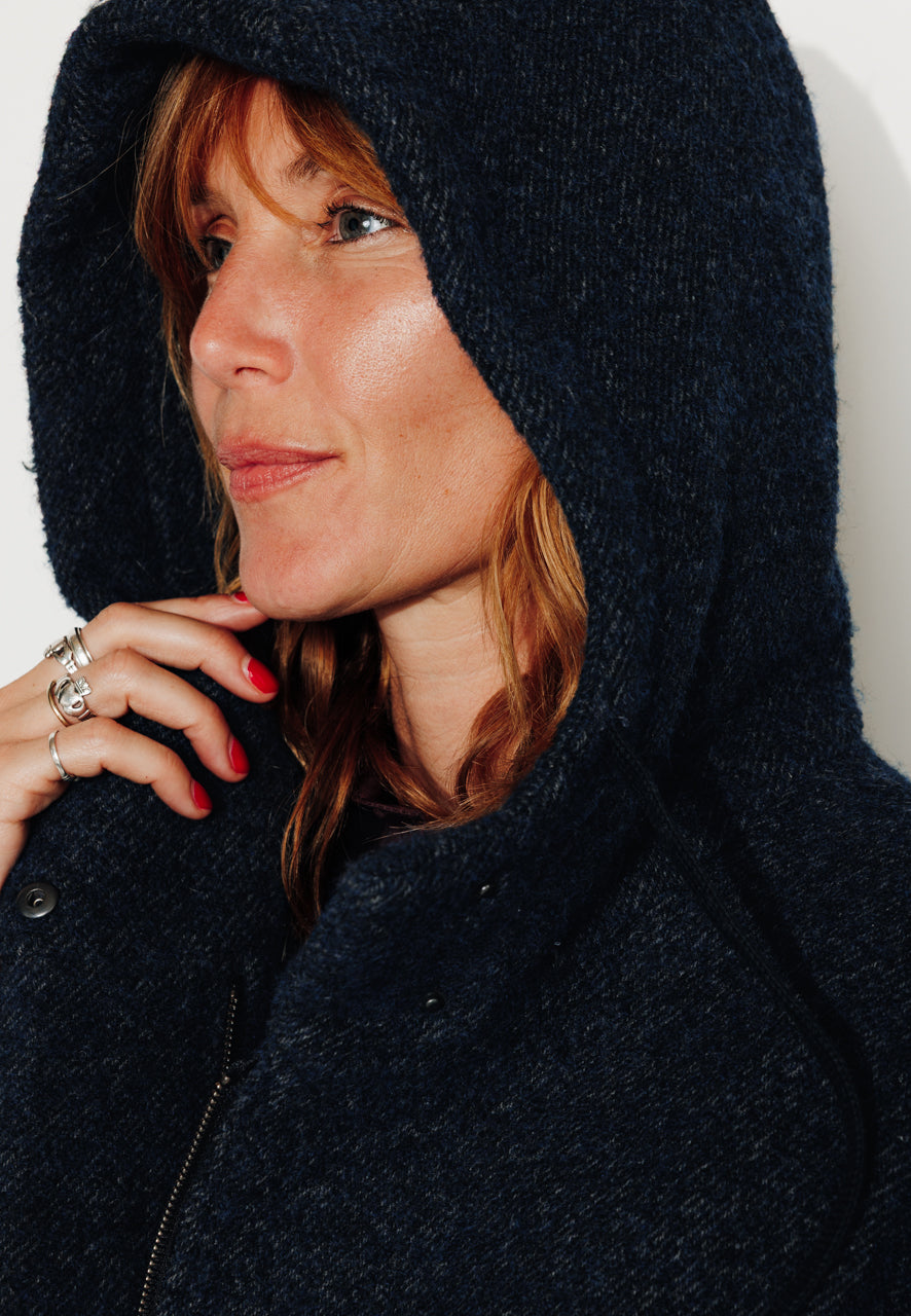 CAROUBIER - CAROUBIER - Manteau oversize esprit parka en gabardine de laine bouclée recyclée OCEAN - Trench & Coat