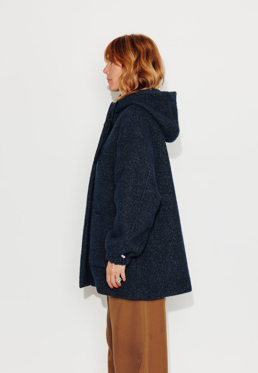CAROUBIER - CAROUBIER - Manteau oversize esprit parka en gabardine de laine bouclée recyclée OCEAN - Trench & Coat