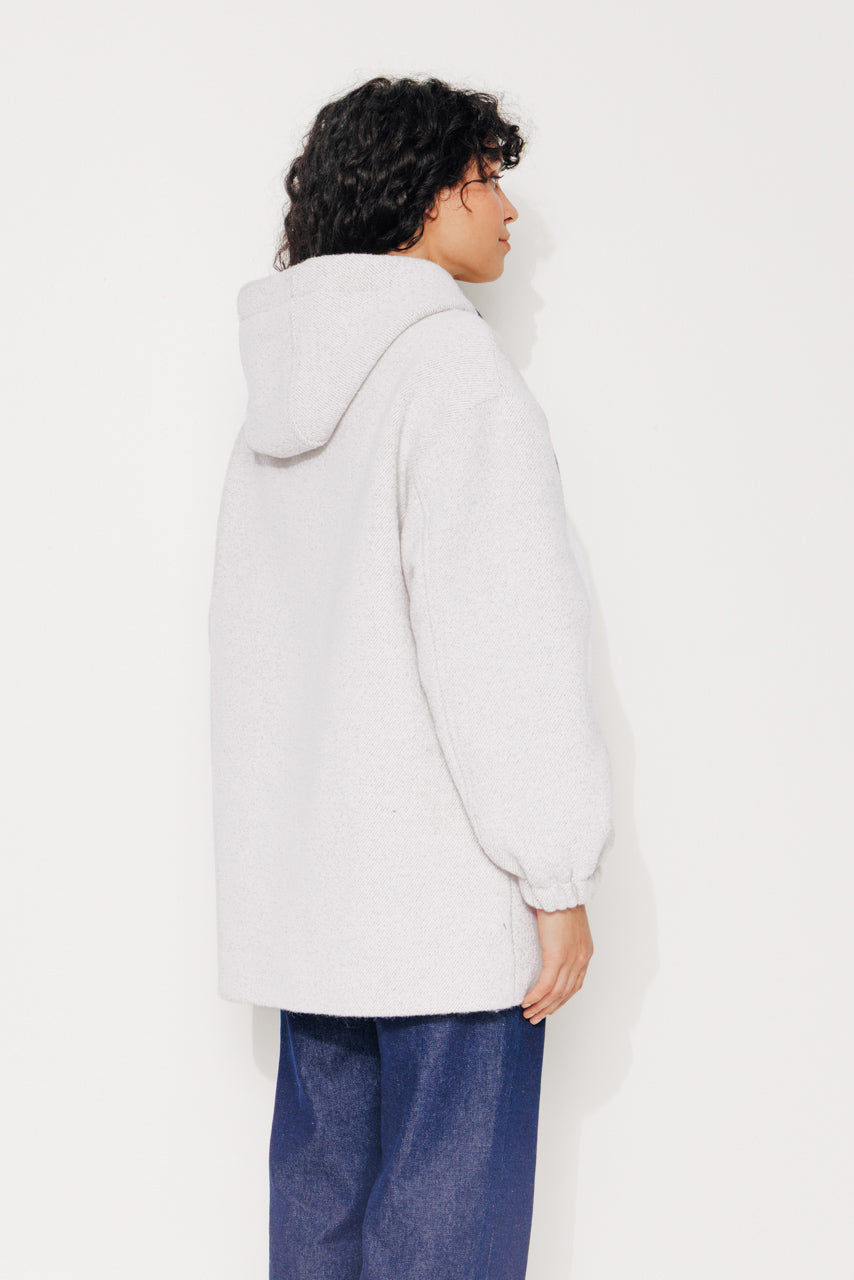 CAROUBIER - CAROUBIER - Manteau oversize esprit parka en gabardine de laine bouclée recyclée ECRU - Trench & Coat
