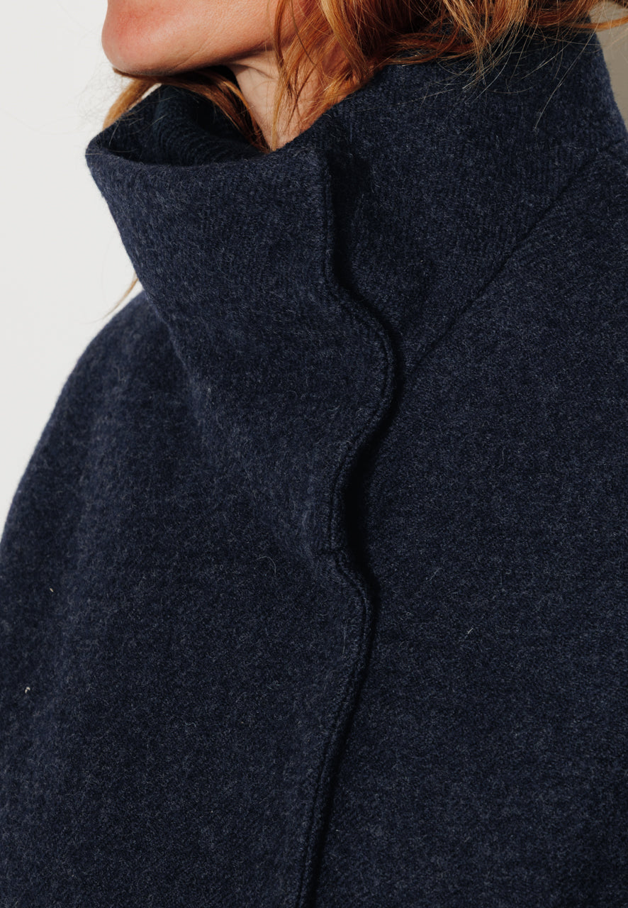 CABRILLET - CABRILLET - Manteau court oversize en laine vierge marine MARINE - Trench & Coat