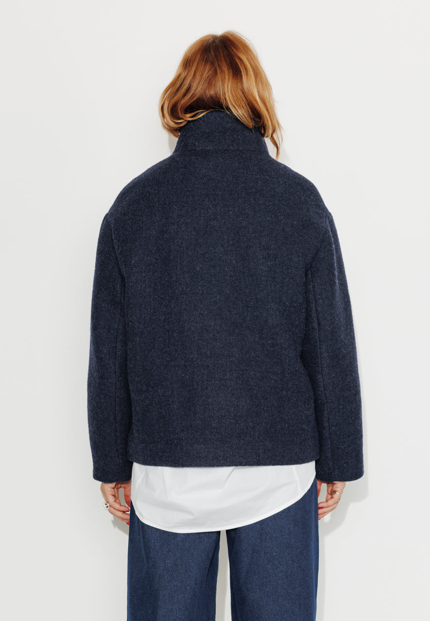 CABRILLET - CABRILLET - Manteau court oversize en laine vierge marine MARINE - Trench & Coat