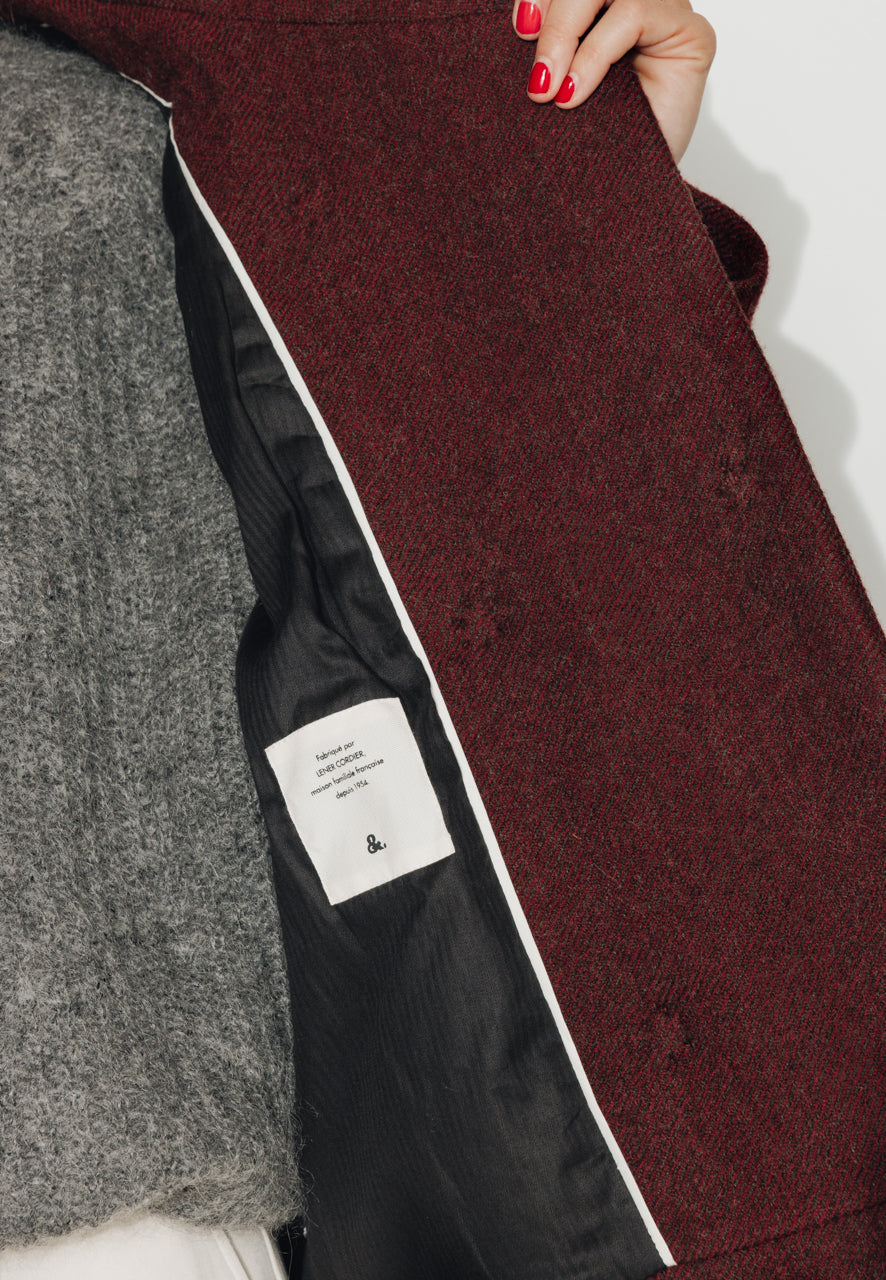 CABRILLET - CABRILLET - Manteau court oversize en laine vierge bordeaux BORDEAUX - Trench & Coat
