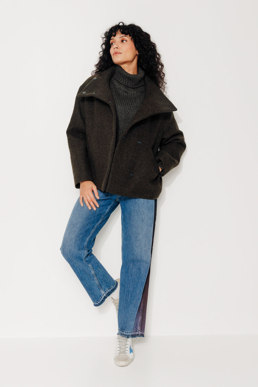 CABRILLET - CABRILLET - Manteau court oversize en laine vierge kaki KAKI - Trench & Coat