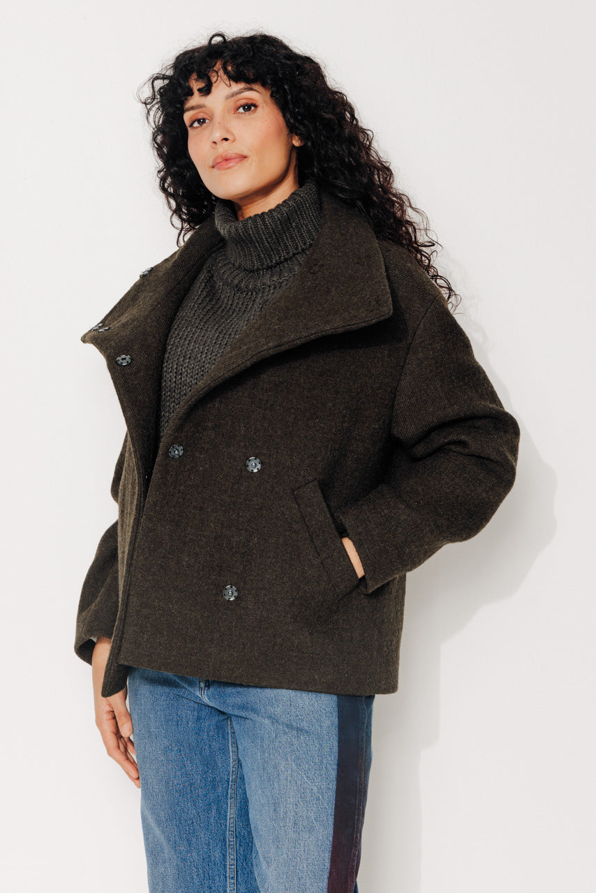 CABRILLET - CABRILLET - Manteau court oversize en laine vierge kaki KAKI - Trench & Coat