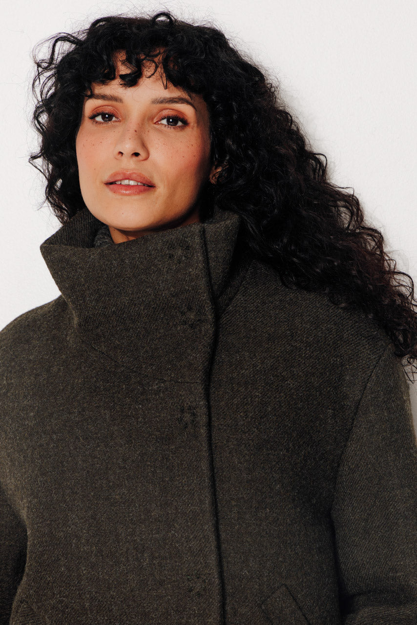 CABRILLET - CABRILLET - Manteau court oversize en laine vierge kaki KAKI - Trench & Coat