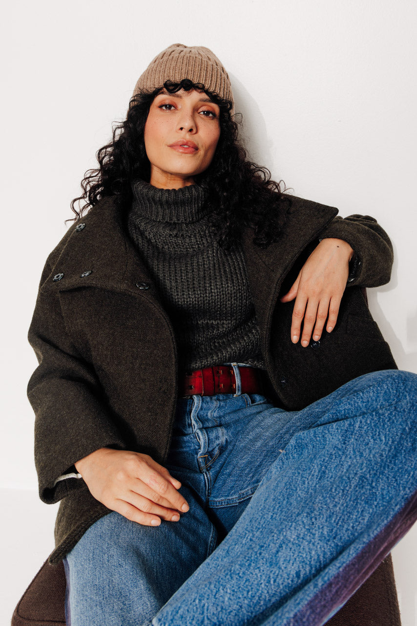 CABRILLET - CABRILLET - Manteau court oversize en laine vierge kaki KAKI - Trench & Coat