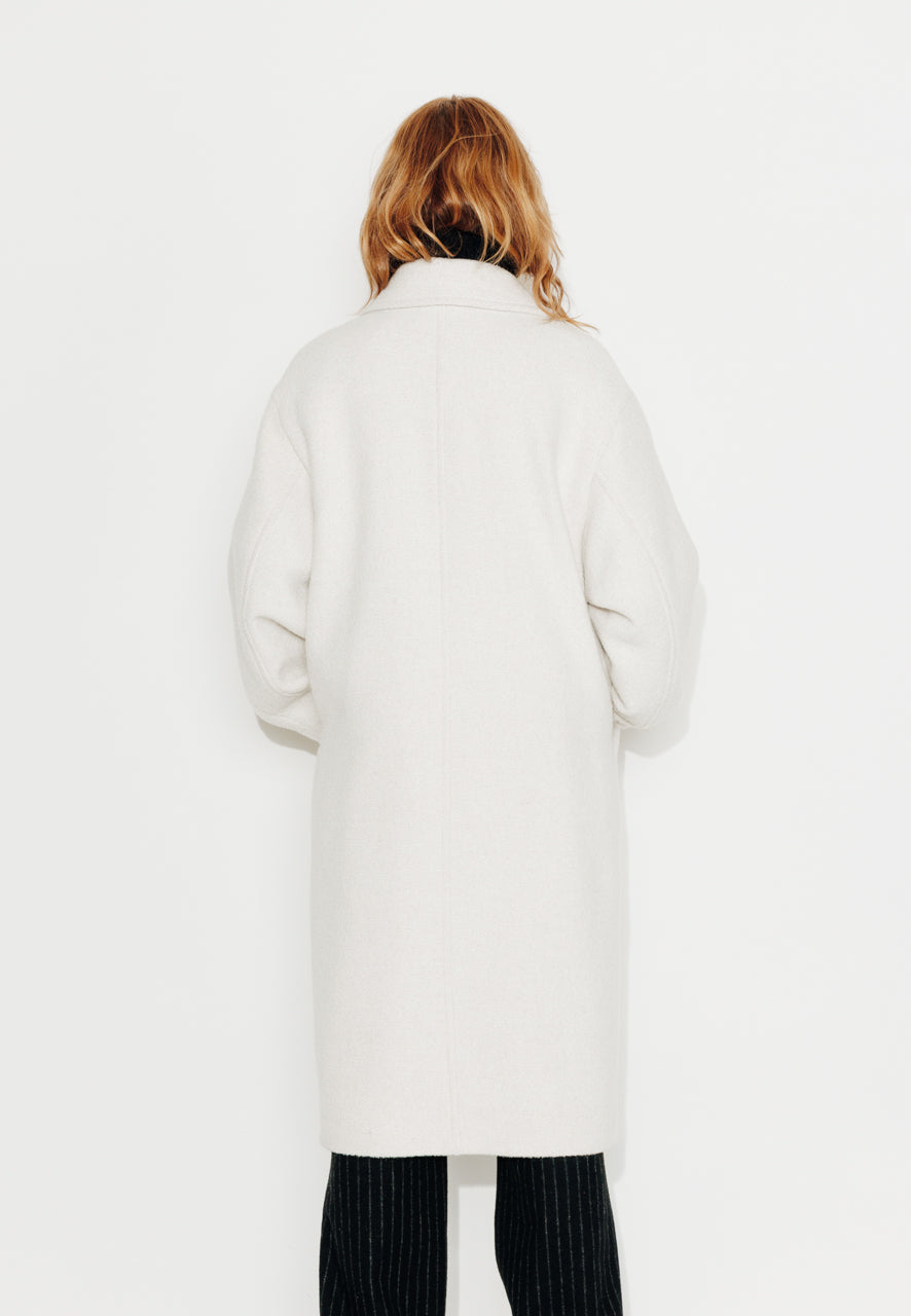 TORMINALIS - TORMINALIS - Manteau mi-long oversize en gabardine de laine bouclée recyclée ECRU - Trench & Coat