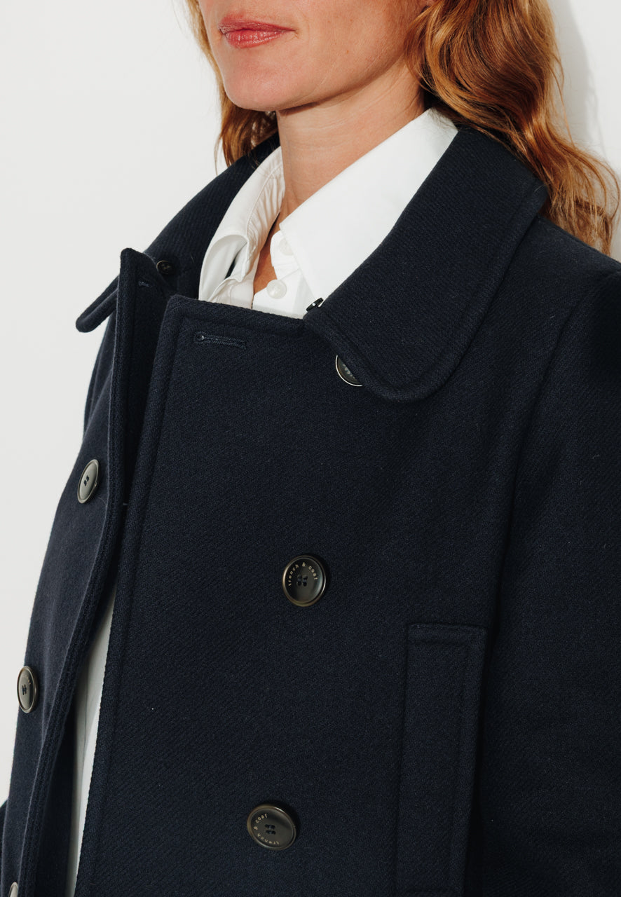 ALISIER - ALISIER - Manteau mi long en drap de laine vierge marine MARINE - Trench & Coat