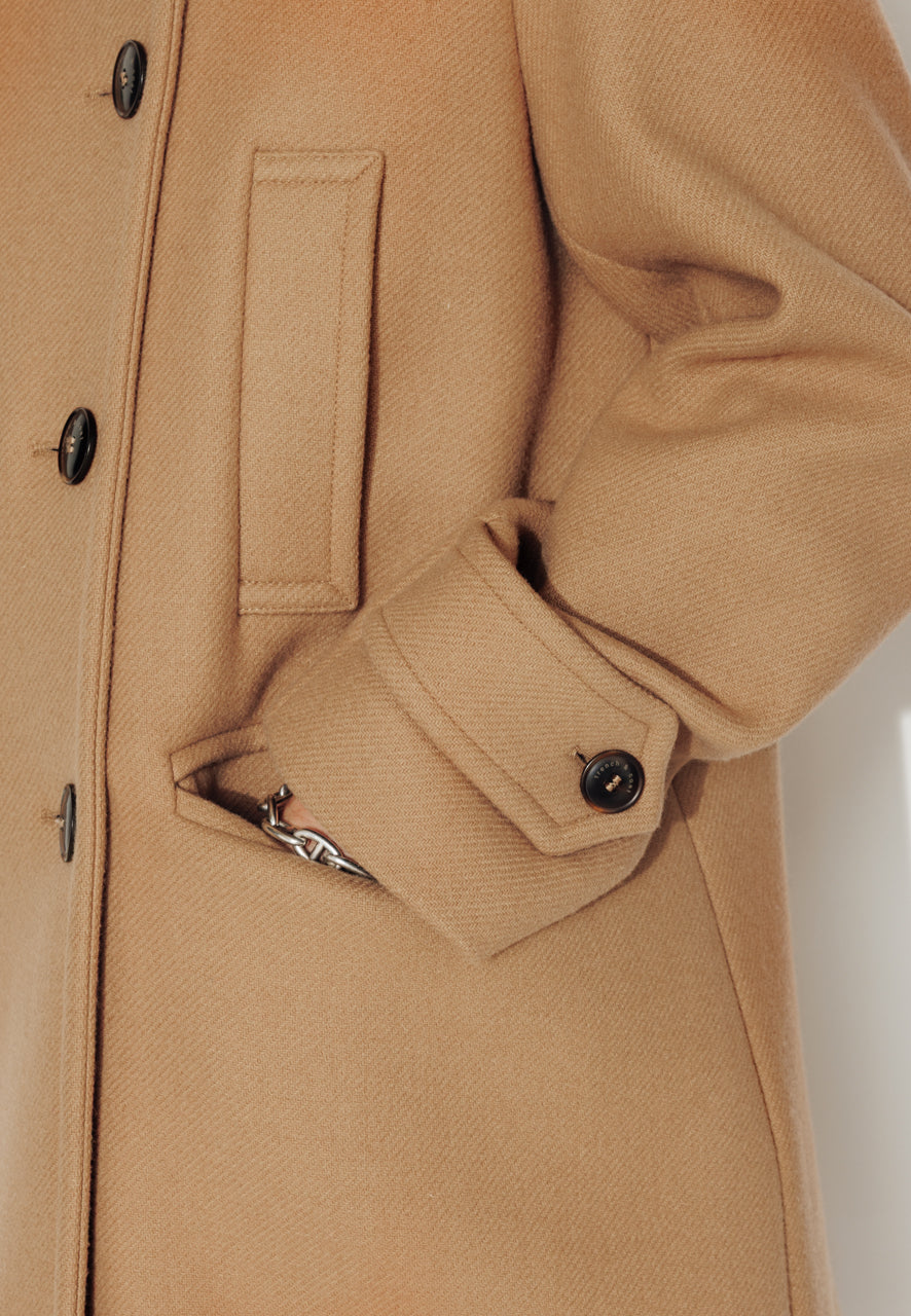 ALISIER - ALISIER - Manteau mi long en drap de laine vierge camel SABLE - Trench & Coat