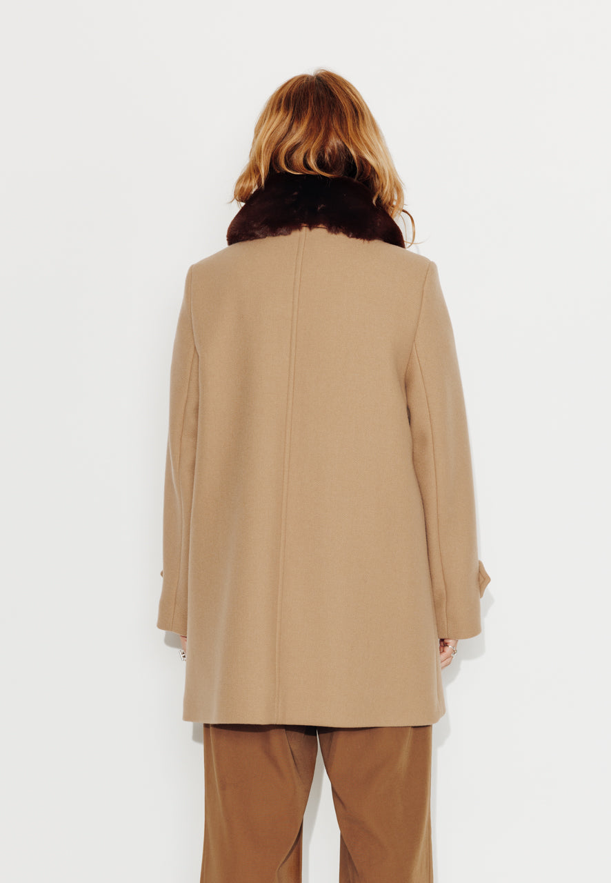 ALISIER - ALISIER - Manteau mi long en drap de laine vierge camel SABLE - Trench & Coat