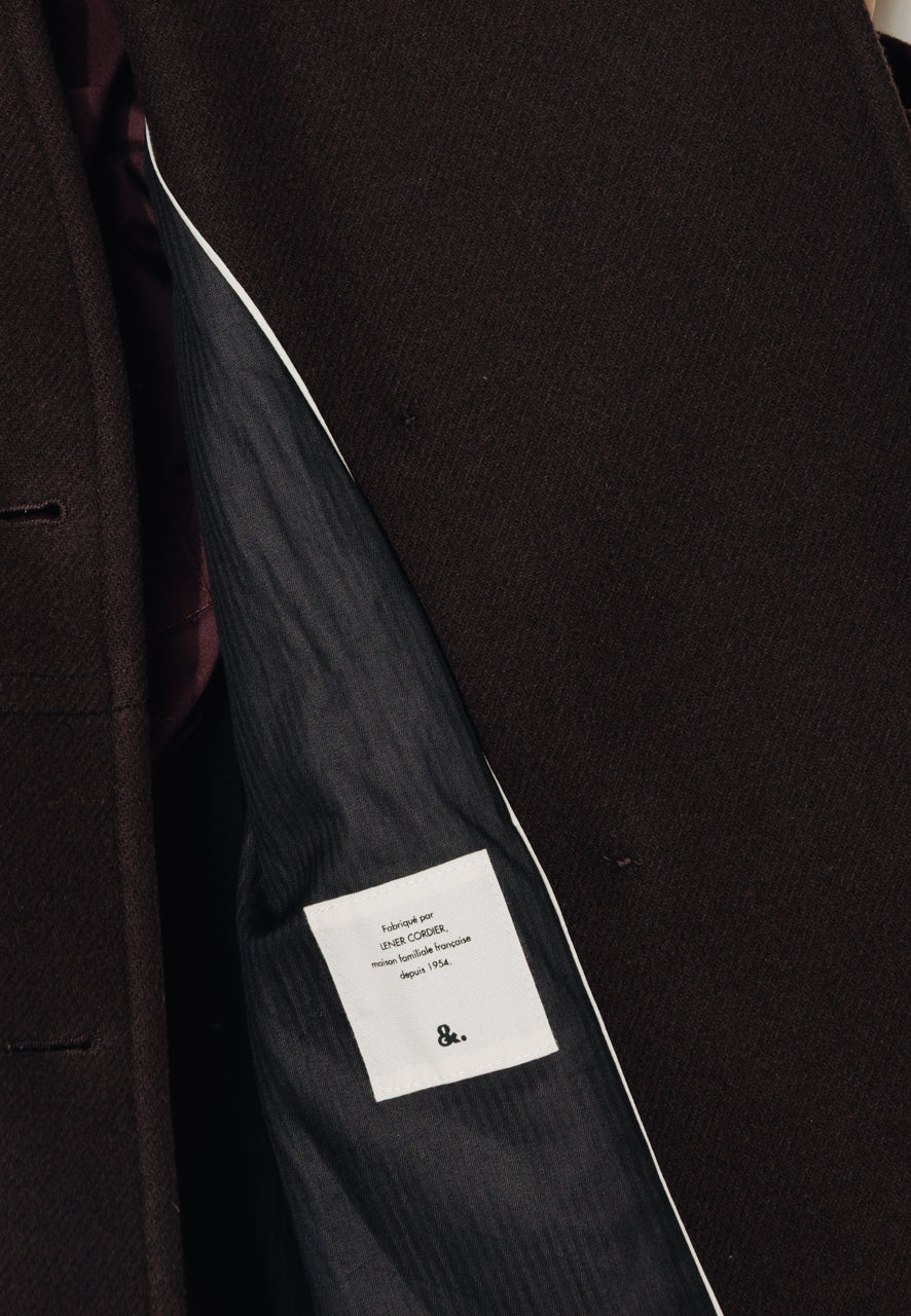 BILOBA - BILOBA - Manteau mi long oversize en drap de laine marron ECORCE - Trench & Coat