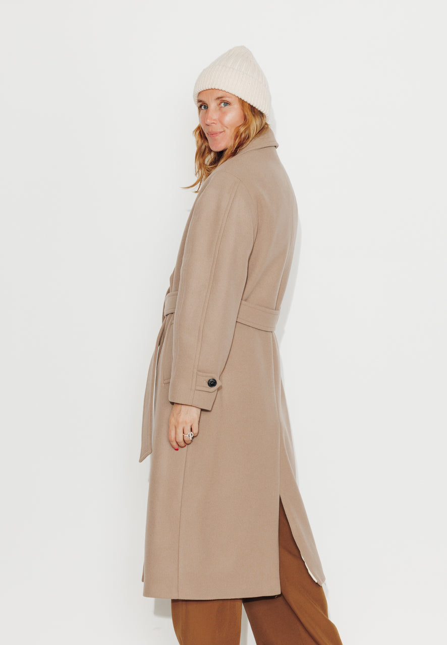 LONGTROENE - LONGTROENE - Manteau long oversize en drap de laine vierge beige GREGE - Trench & Coat