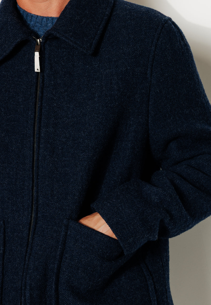TIMO - TIMO – Manteau court esprit surveste en laine vierge marine MARINE - Trench & Coat