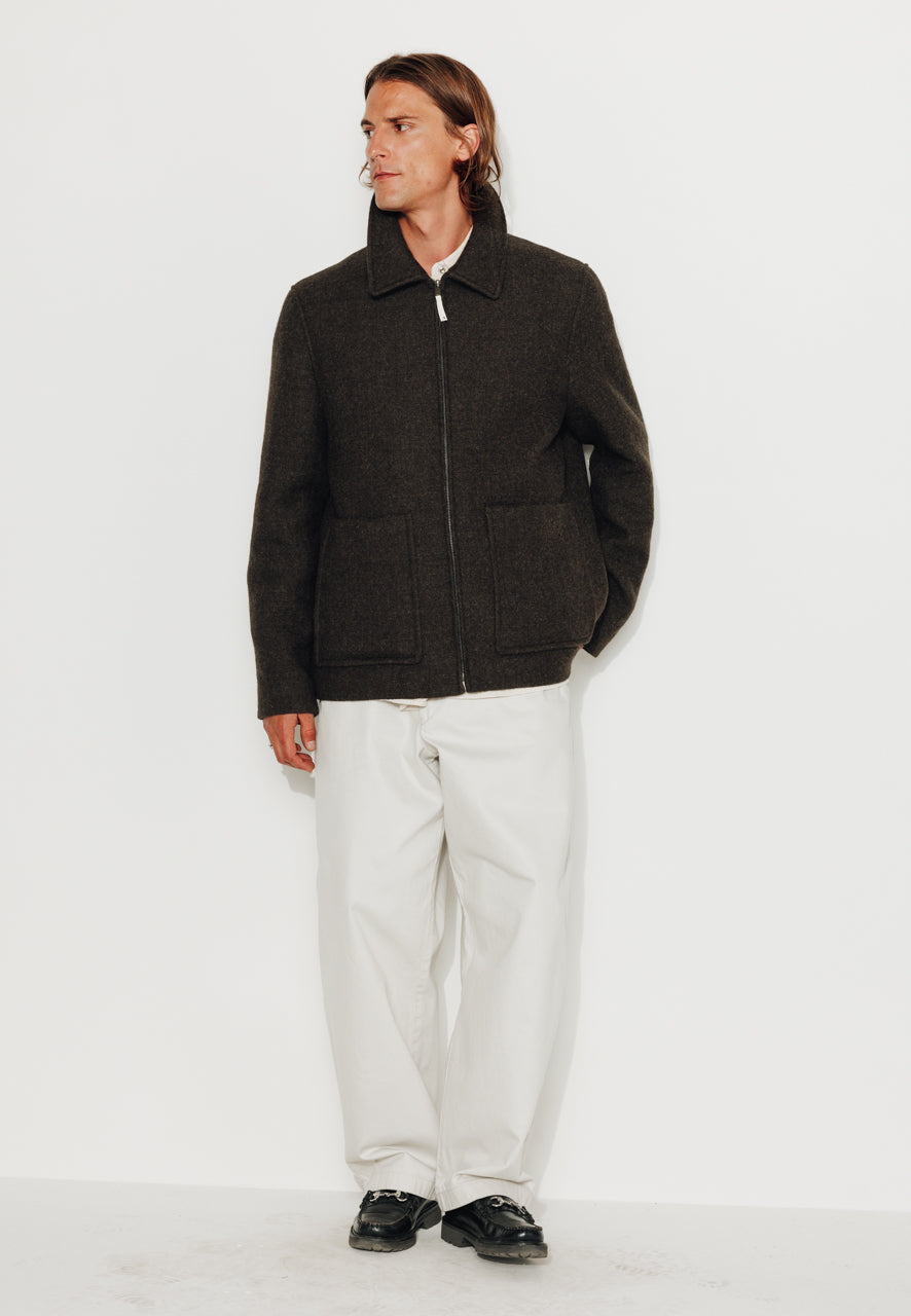 TIMO - TIMO – Manteau court esprit surveste en laine vierge kaki KAKI - Trench & Coat