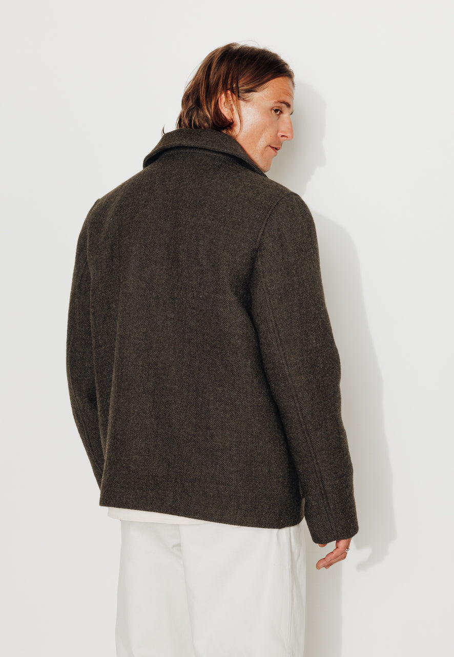 TIMO - TIMO – Manteau court esprit surveste en laine vierge kaki KAKI - Trench & Coat