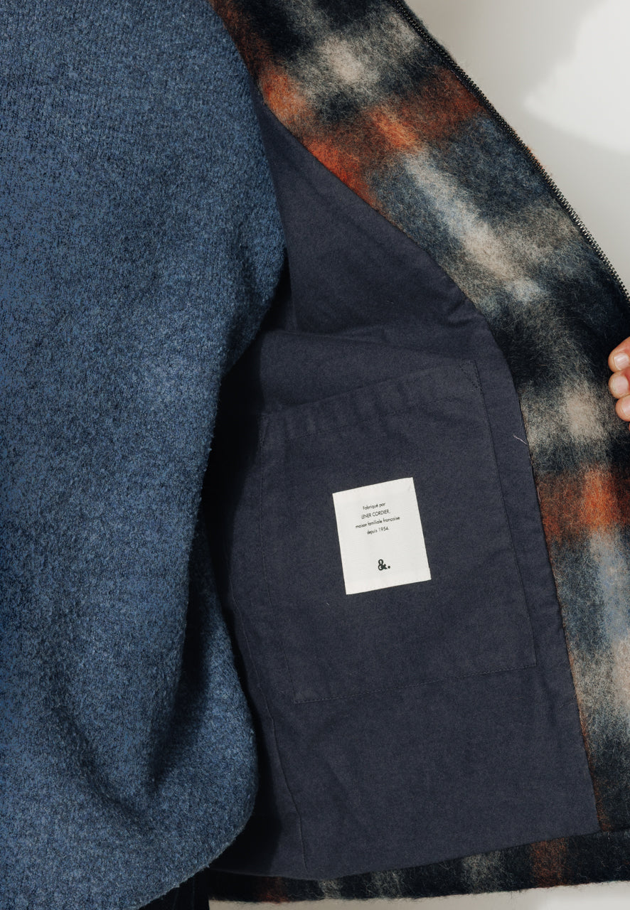 TIMO - TIMO - Manteau court en lainage à carreaux bordeaux MARINE ORA - Trench & Coat