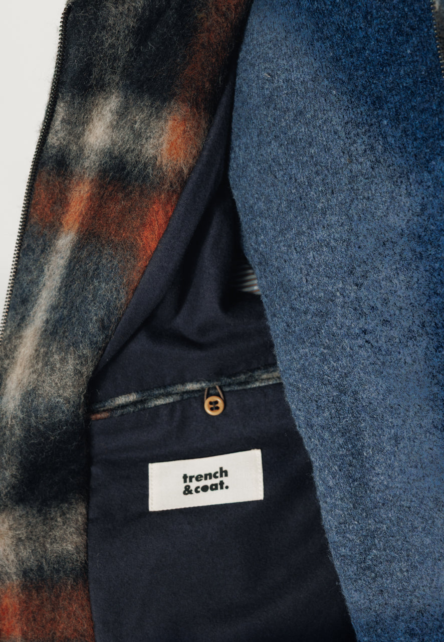 TIMO - TIMO - Manteau court en lainage à carreaux bordeaux MARINE ORA - Trench & Coat