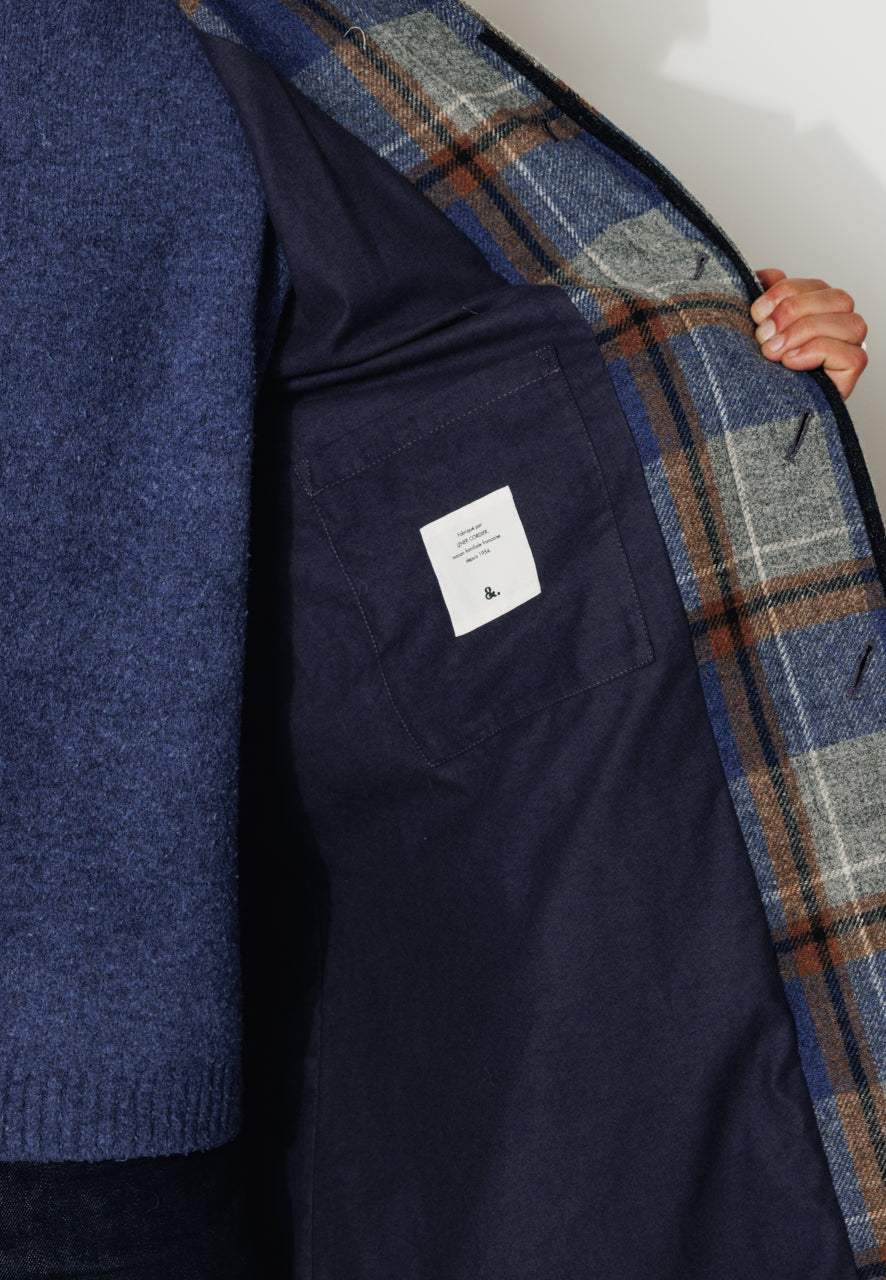 MARIUS - MARIUS - Manteau mi-long laine vierge à carreaux bleu et gris BLEU/GRIS - Trench & Coat