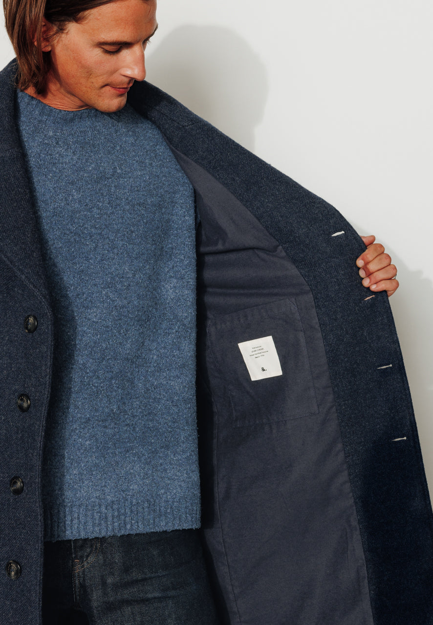 NILS - NILS- Manteau mi long en laine vierge marine MARINE - Trench & Coat
