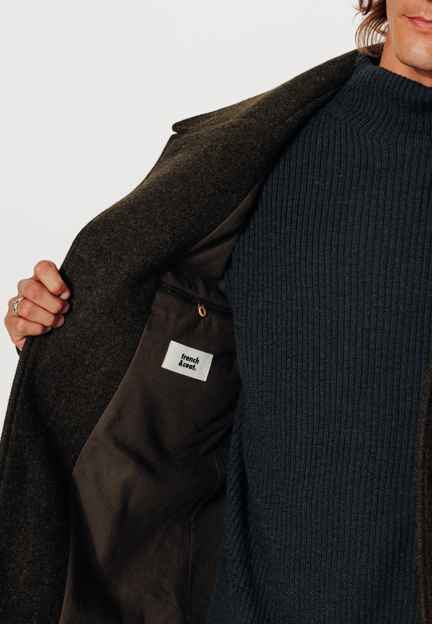 NILS - NILS- Manteau mi long en laine vierge kaki KAKI - Trench & Coat