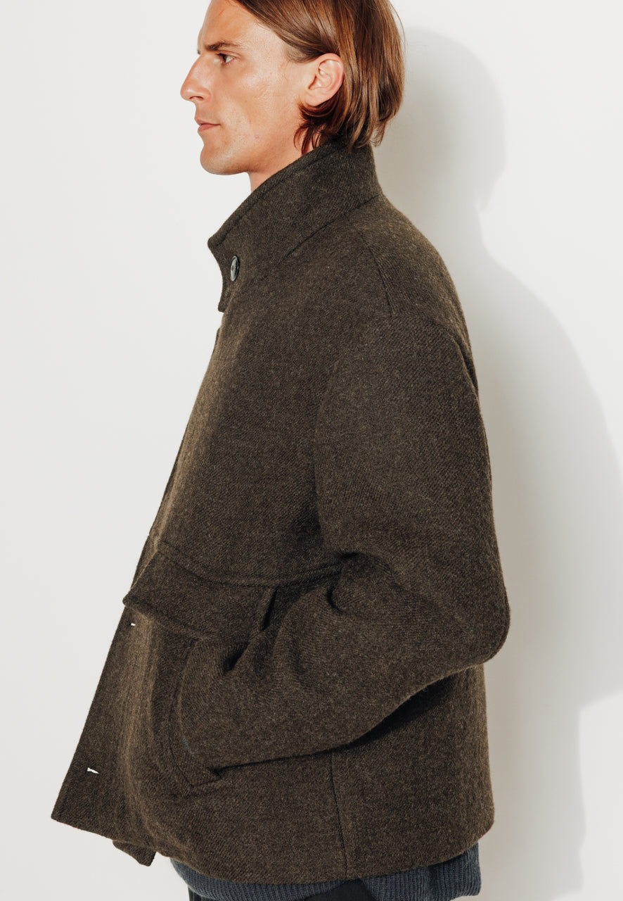 RAFI - RAFI – Manteau court oversize en laine vierge kaki KAKI - Trench & Coat
