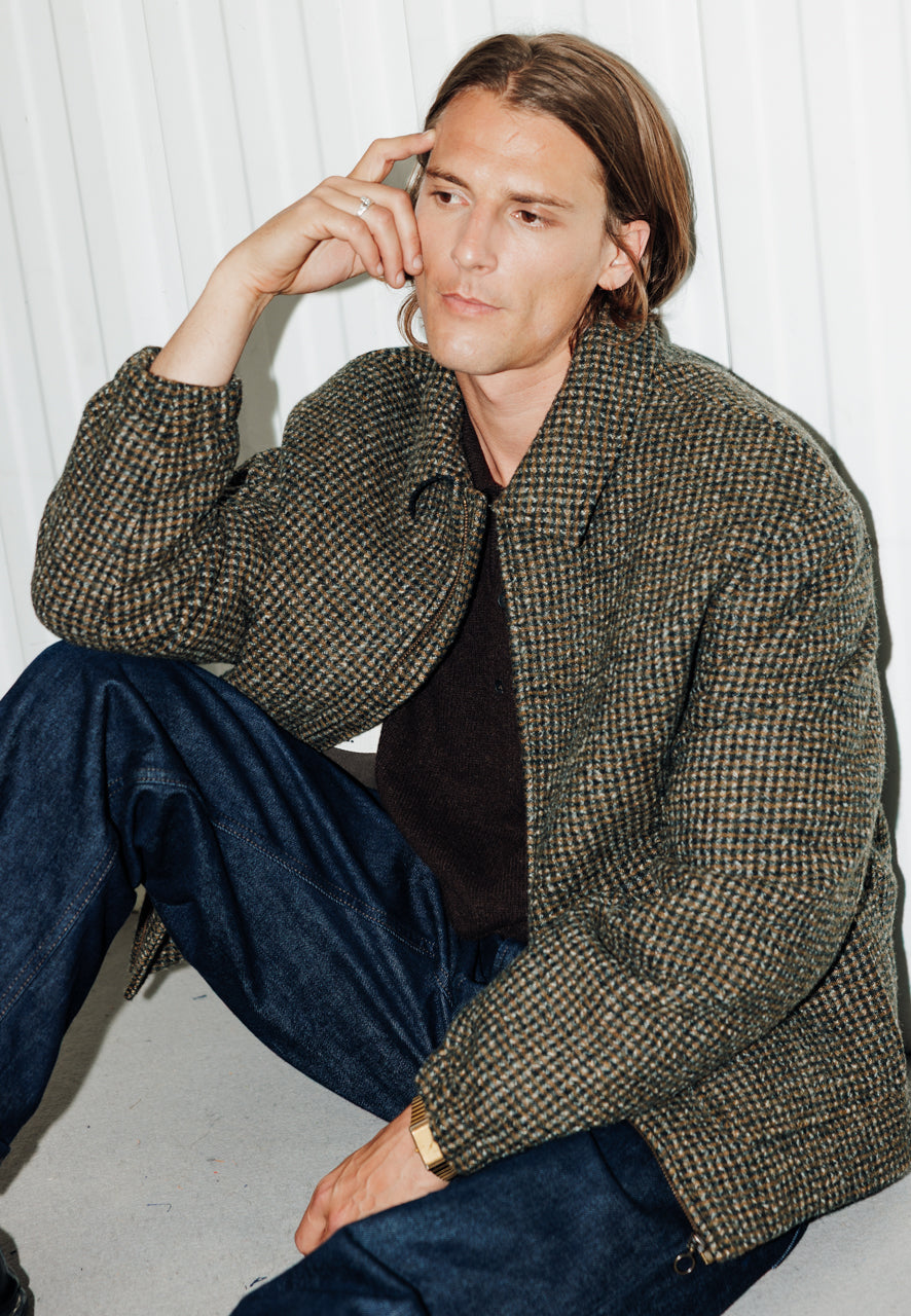 RUBEN - RUBEN- Manteau court laine vierge esprit blouson à carreaux? MOUTARDE - Trench & Coat