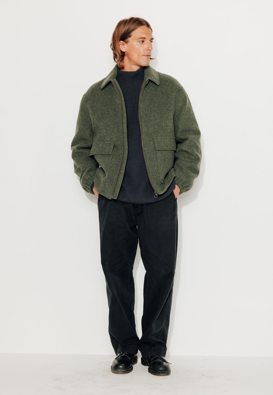 RUBEN - RUBEN - Manteau court esprit blouson en laine vert KAKI - Trench & Coat