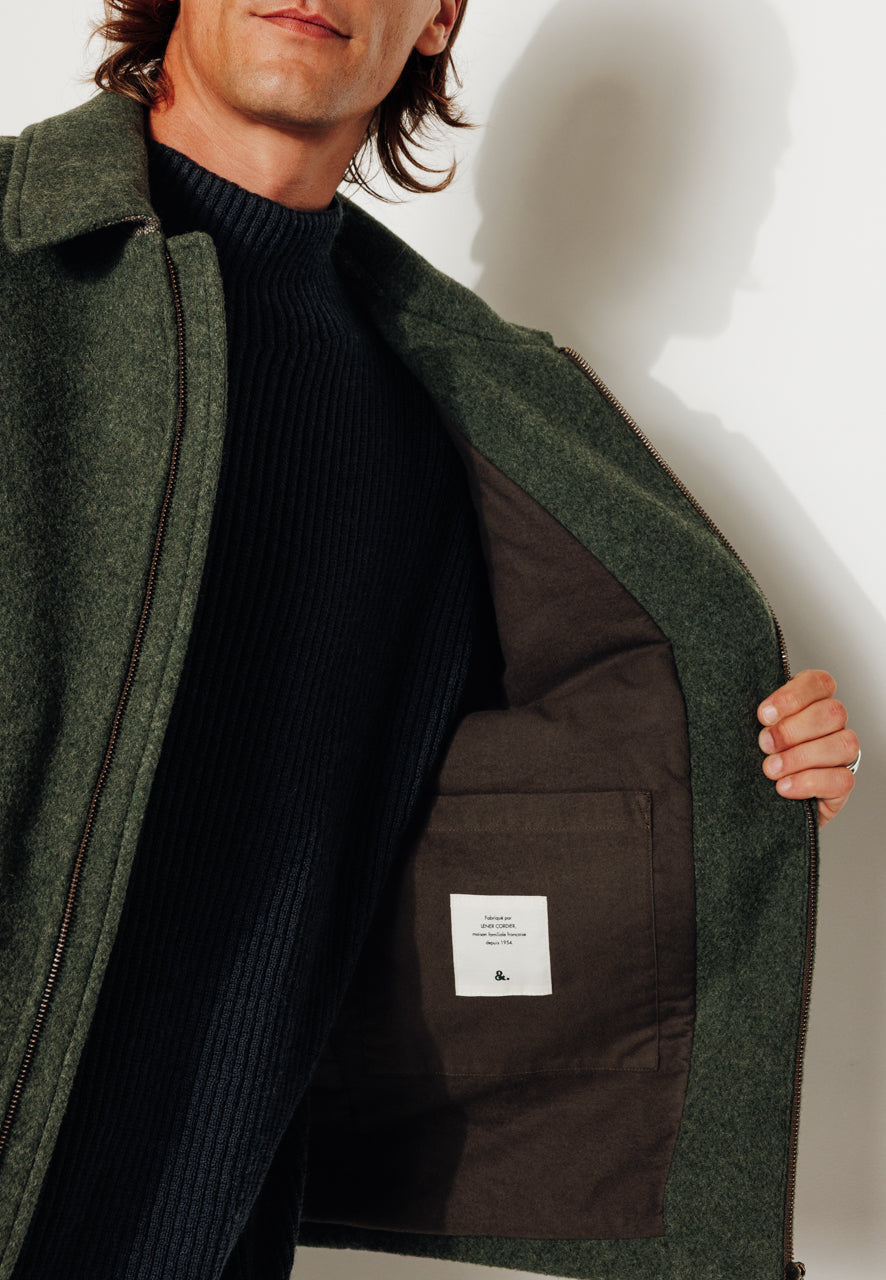 RUBEN - RUBEN - Manteau court esprit blouson en laine vert KAKI - Trench & Coat