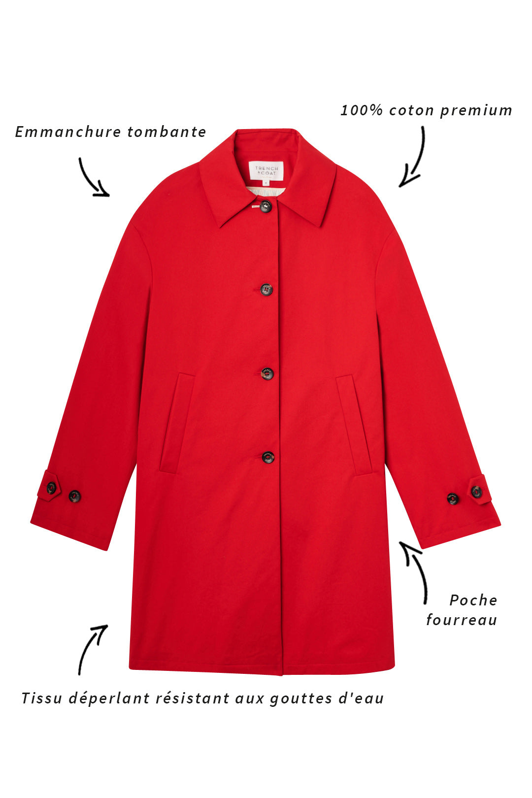 Sleek DAX-Redding coat in pure premium cotton red