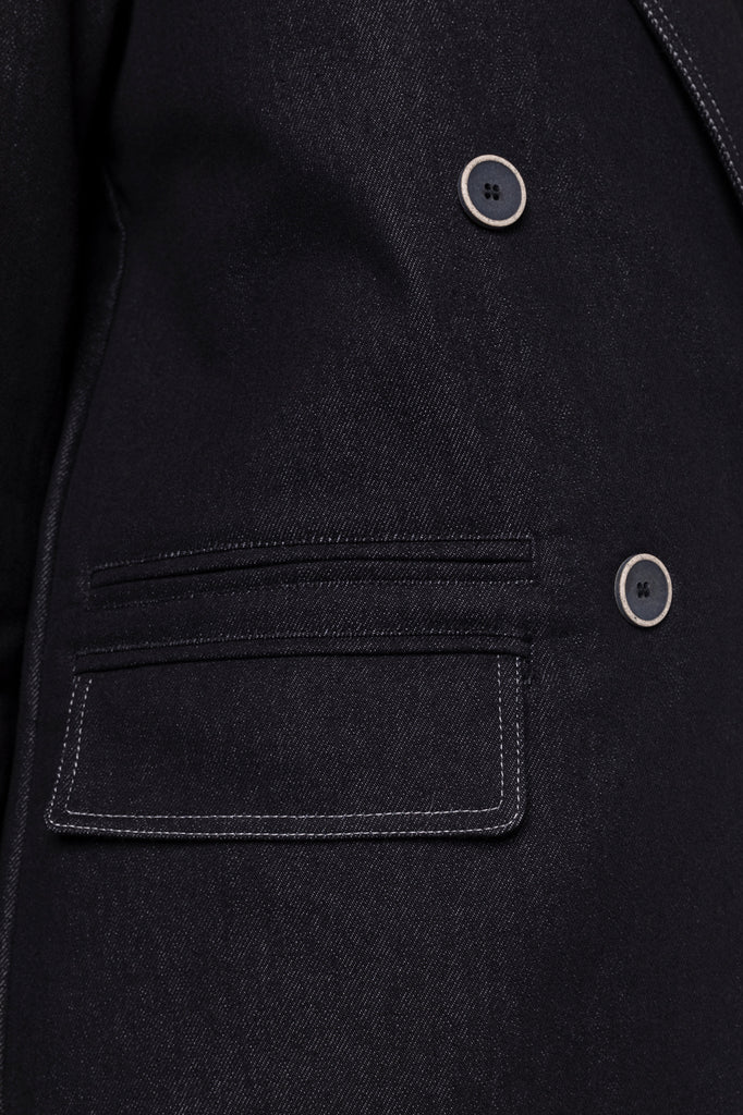 Manteau JONZAC-Manteau court esprit pardessus en tissu jean noir