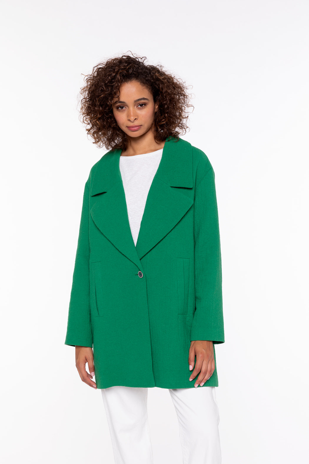 CLISSON jacket-Generous jacket in green cotton
