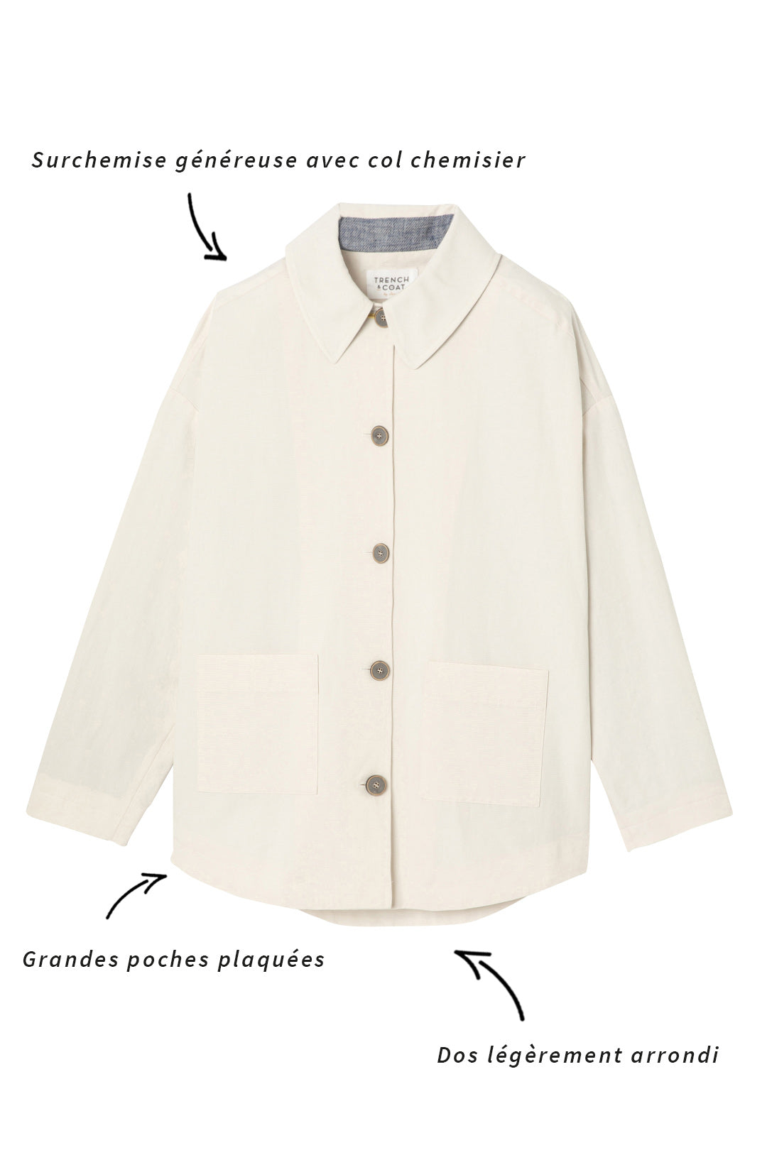 SURVILLE Overshirt-Generous overshirt in cream cotton and linen